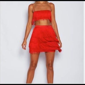 meshki red fringe set
